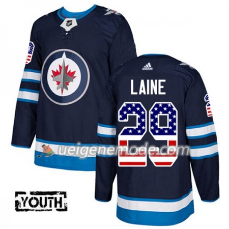 Kinder Eishockey Winnipeg Jets Trikot Patrik Laine 29 Adidas 2017-2018 Marineblau USA Flag Fashion Authentic